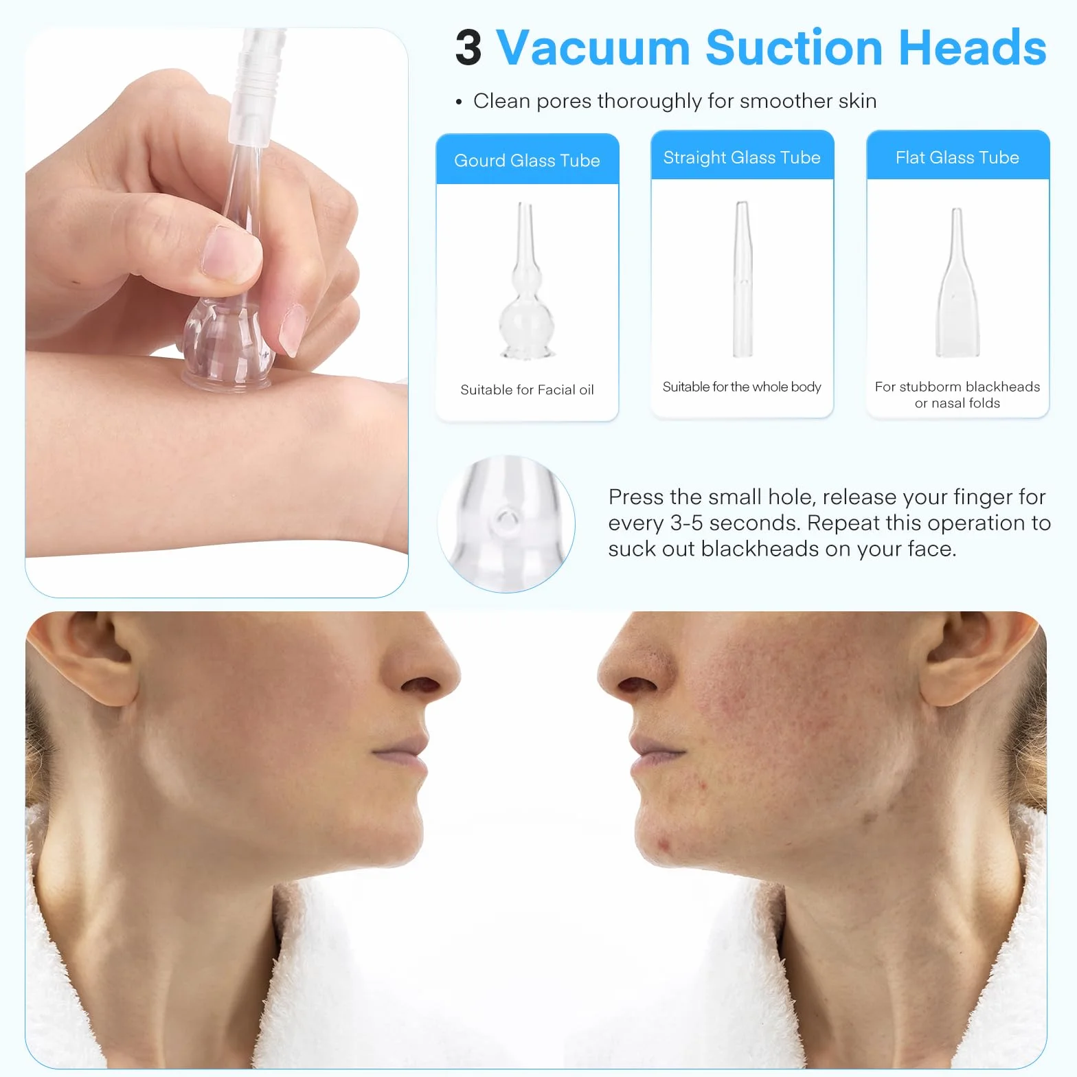 iklestar Máquina de microdermoabrasión 3 en 1 con pistola de pulverización, kit facial profesional de dermoabrasión de diamante para uso personal en el hogar, 65-68 cmHg
