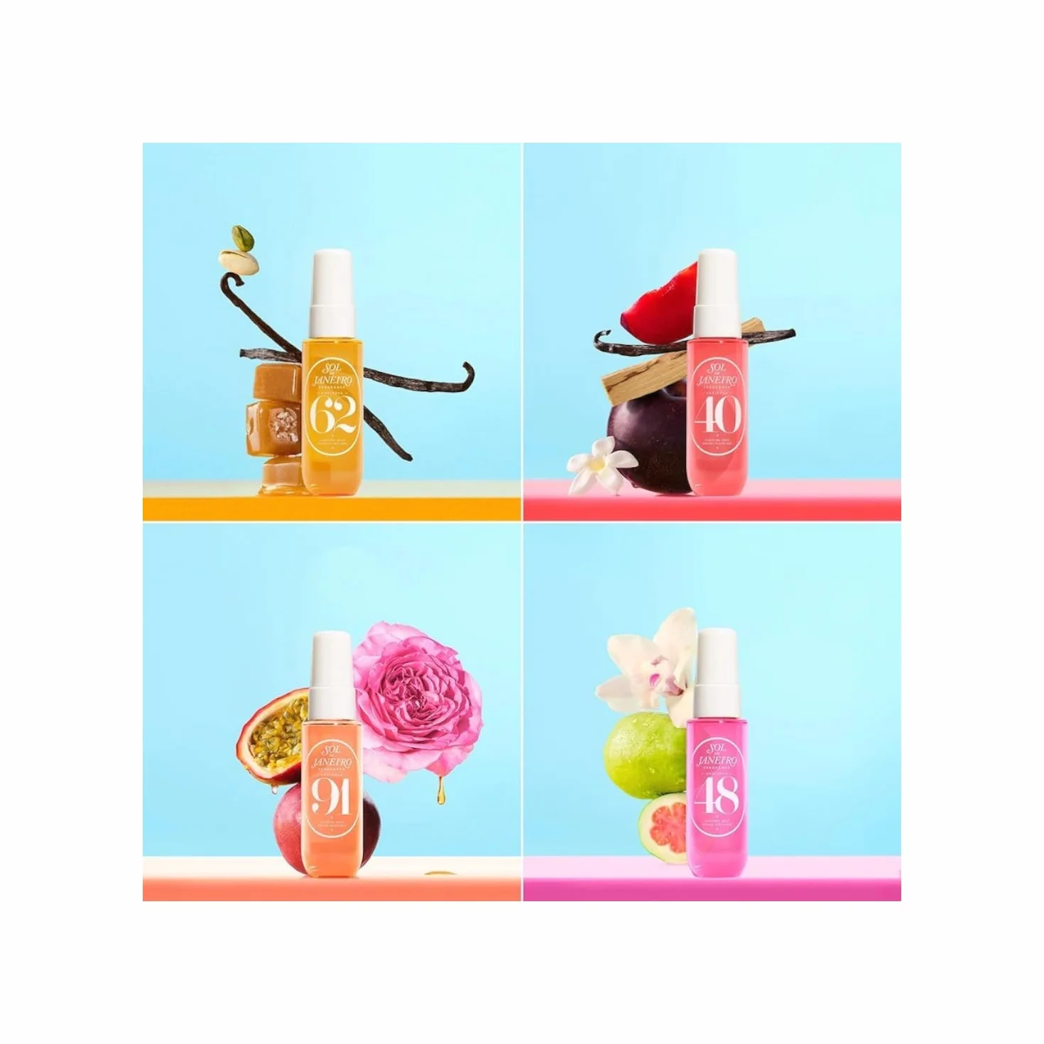 Sol de Janeiro Cheirosa Discovery Set Ipanema Sunset 4 Perfume Mists, Cheirosa 40, 62, 91 y 48, 30 ml cada uno