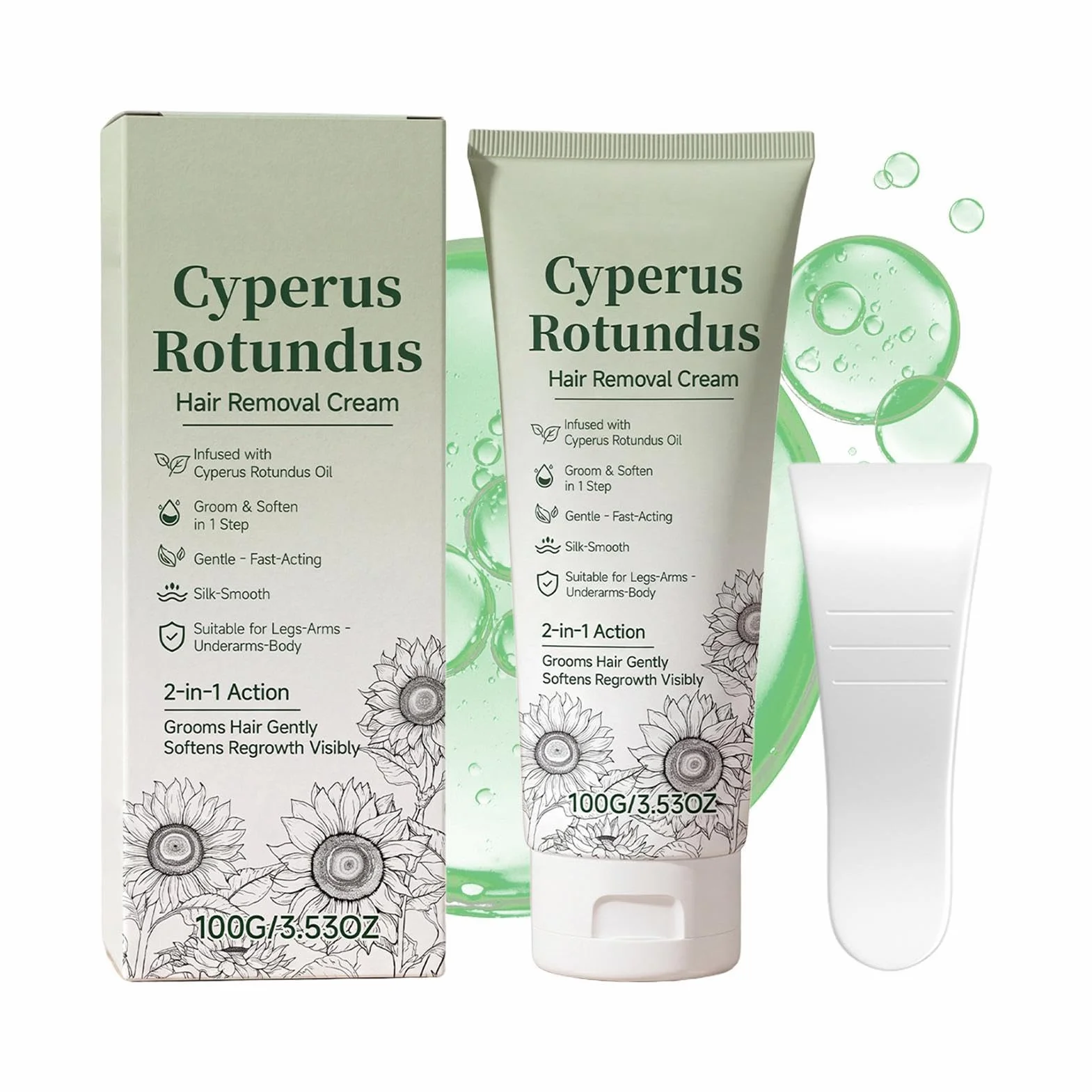Crema Depilatoria Corporal Cyperus Rotundus 100g para Piel Sensible