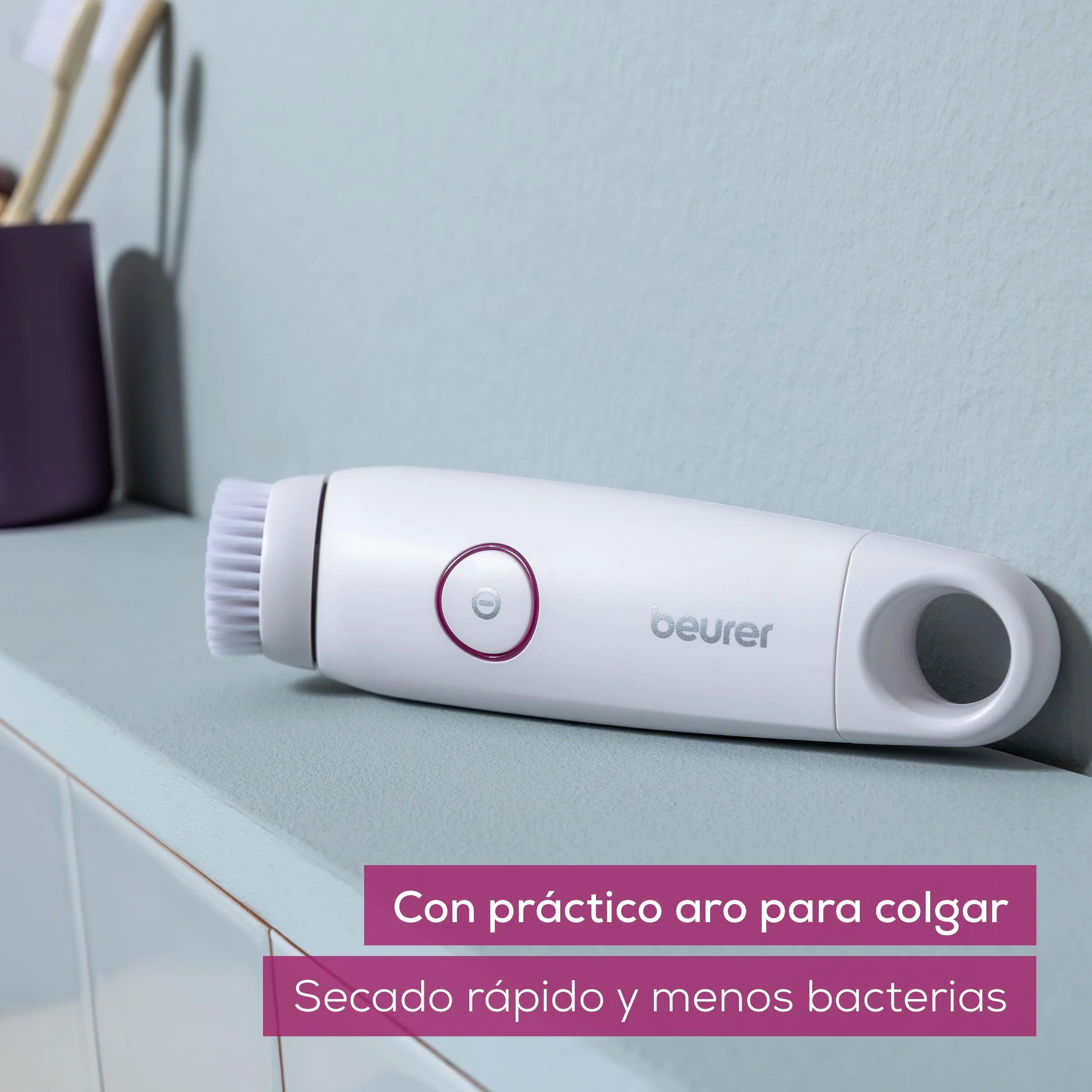 Beurer FC 45 cepillo limpiador facial eléctrico, limpieza profunda, rotación 2 niveles, resistente al agua, blanco