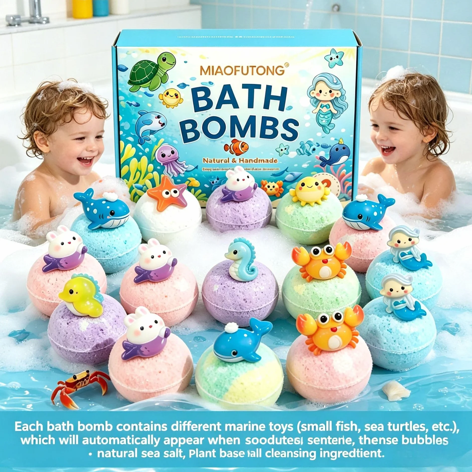 PlayFizz Easter Surprise Bath Bombs,gel De Baño Suave Para Niños, Contiene Juguete Animal Sorpresa (1 Box – 12 Pieces)