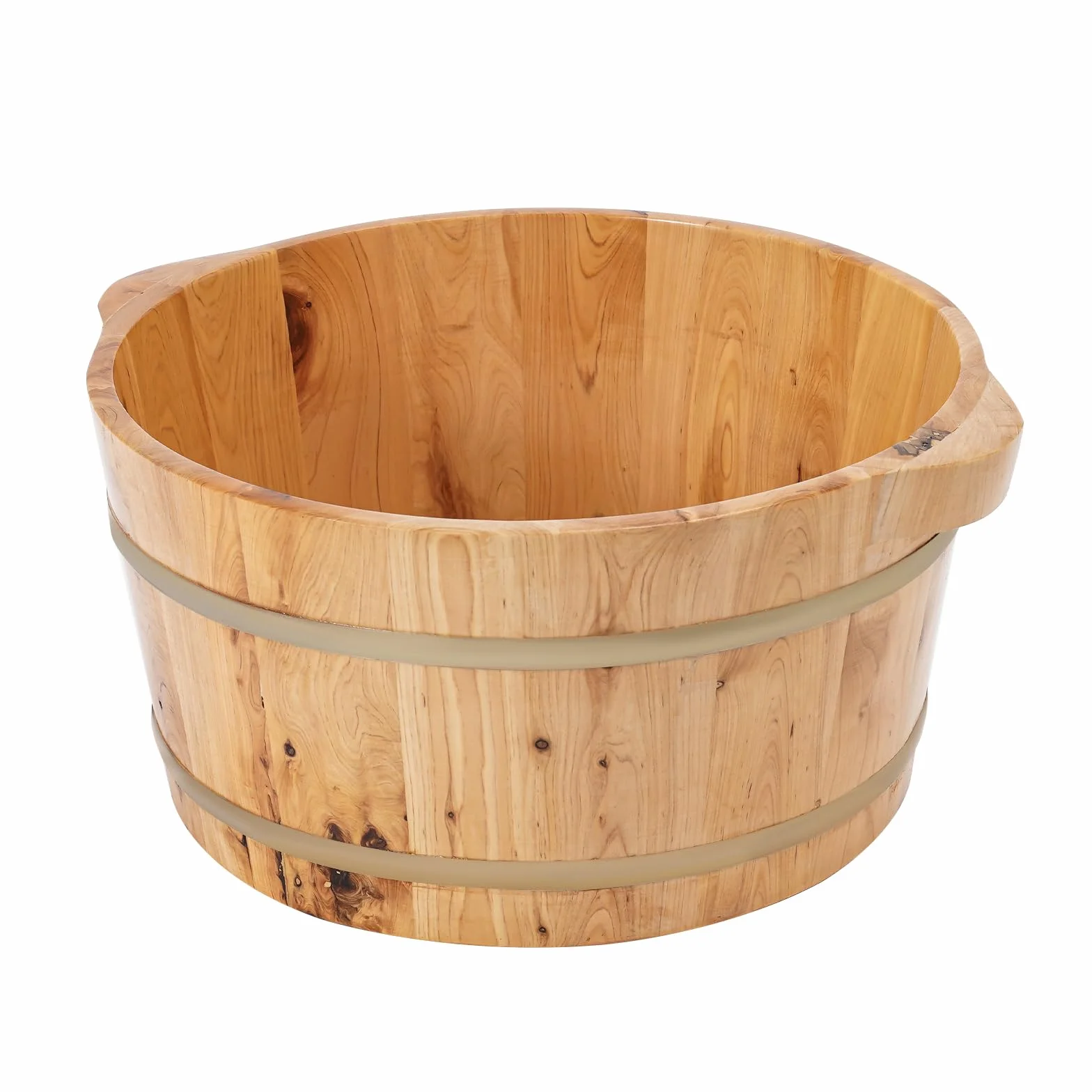Bañera de pies de madera, cubo redondo para lavar los pies, para familias, baños de pies, sauna y hoteles, 36,5 x 18 cm