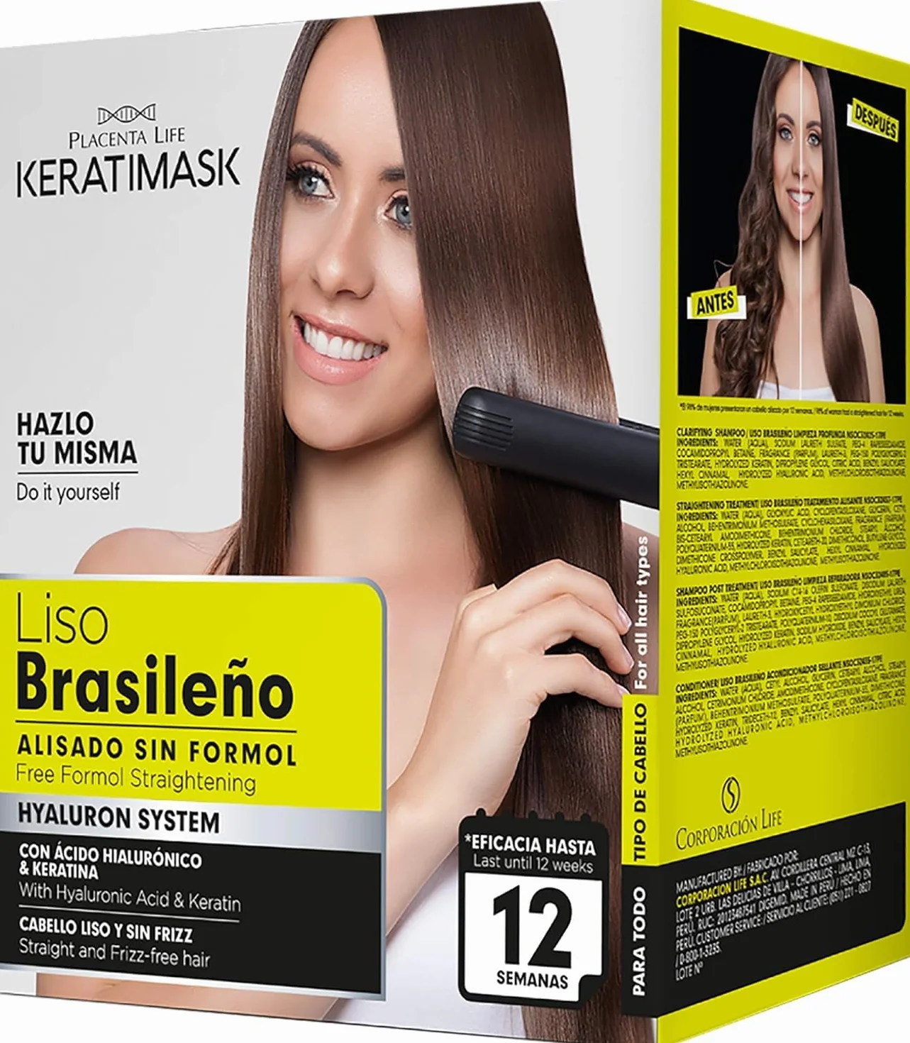 PLACENTA LIFE Be Natural Kit de Alisado Brasileño con Keratina, Alisado Profesional, Control del Frizz, Brillo Intenso
