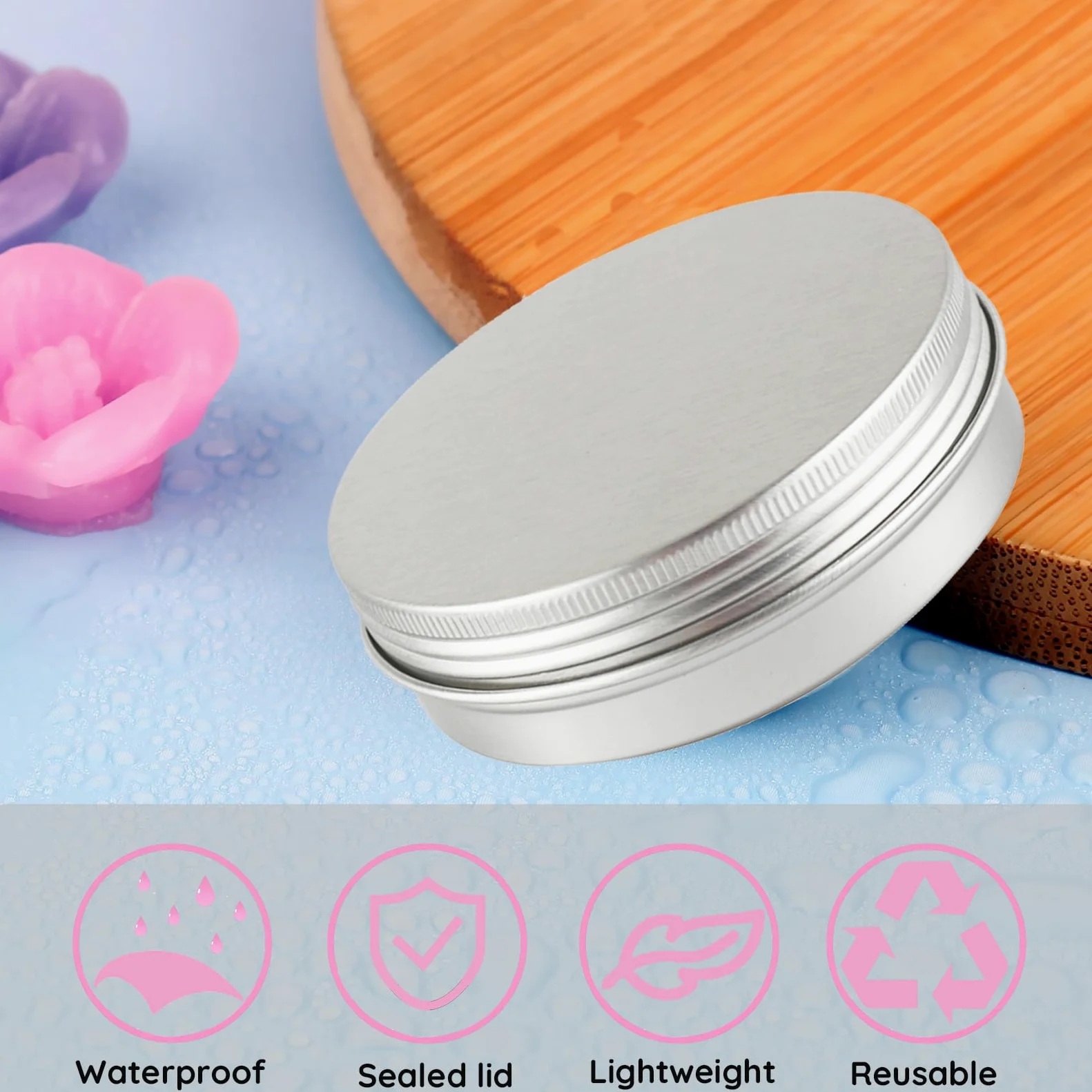 100 Piezas Tarros de Aluminio 100 ml Plata con Tapa – Lata Aluminio Redonda D83mm x H24mm – Botes Metálicos Pequeños para Cosmética, Velas DIY, Almacenamiento y Viaje