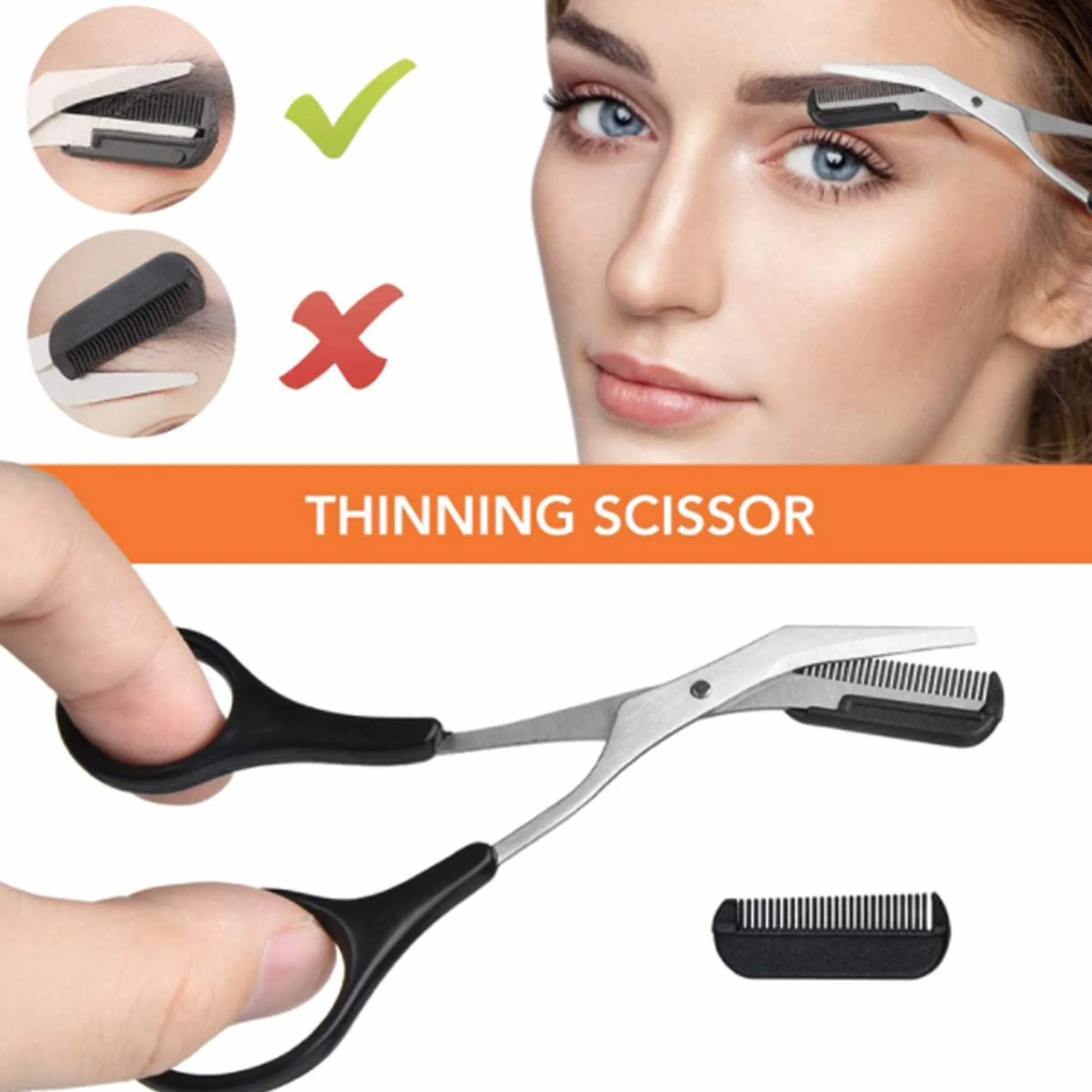 Juego de 6 Piezas Recortar Cejas Pinzas Tijeras Maquinilla Afeitar Cepillo Acero Inoxidable