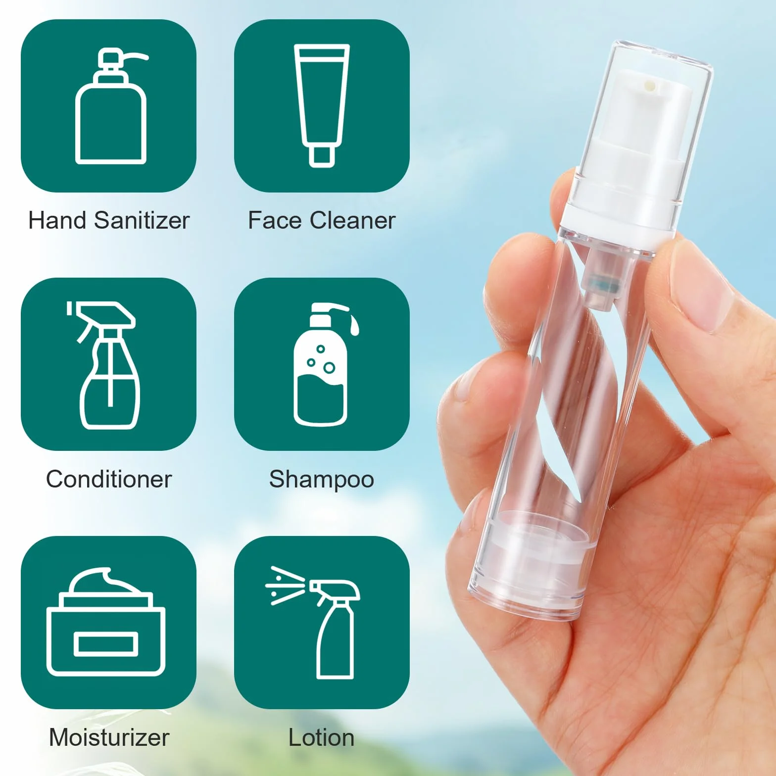 Andibro 12 dispensadores de bomba sin aire 5 ml 10 ml 15 ml botella vacía crema portátil viaje