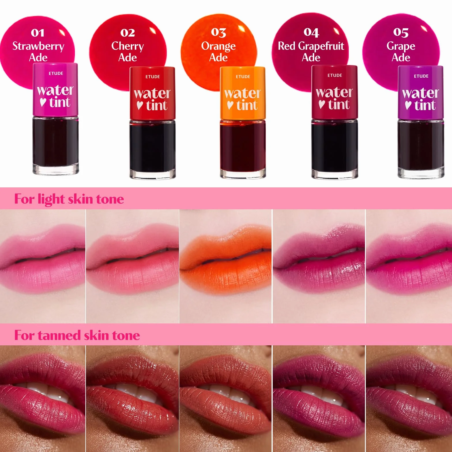 Etude House Dear Darling Tinte de Agua Cherry Ade (21AD) | Tinte de Labios Hidratante, Ligero y a Prueba de Manchas | K-Belleza