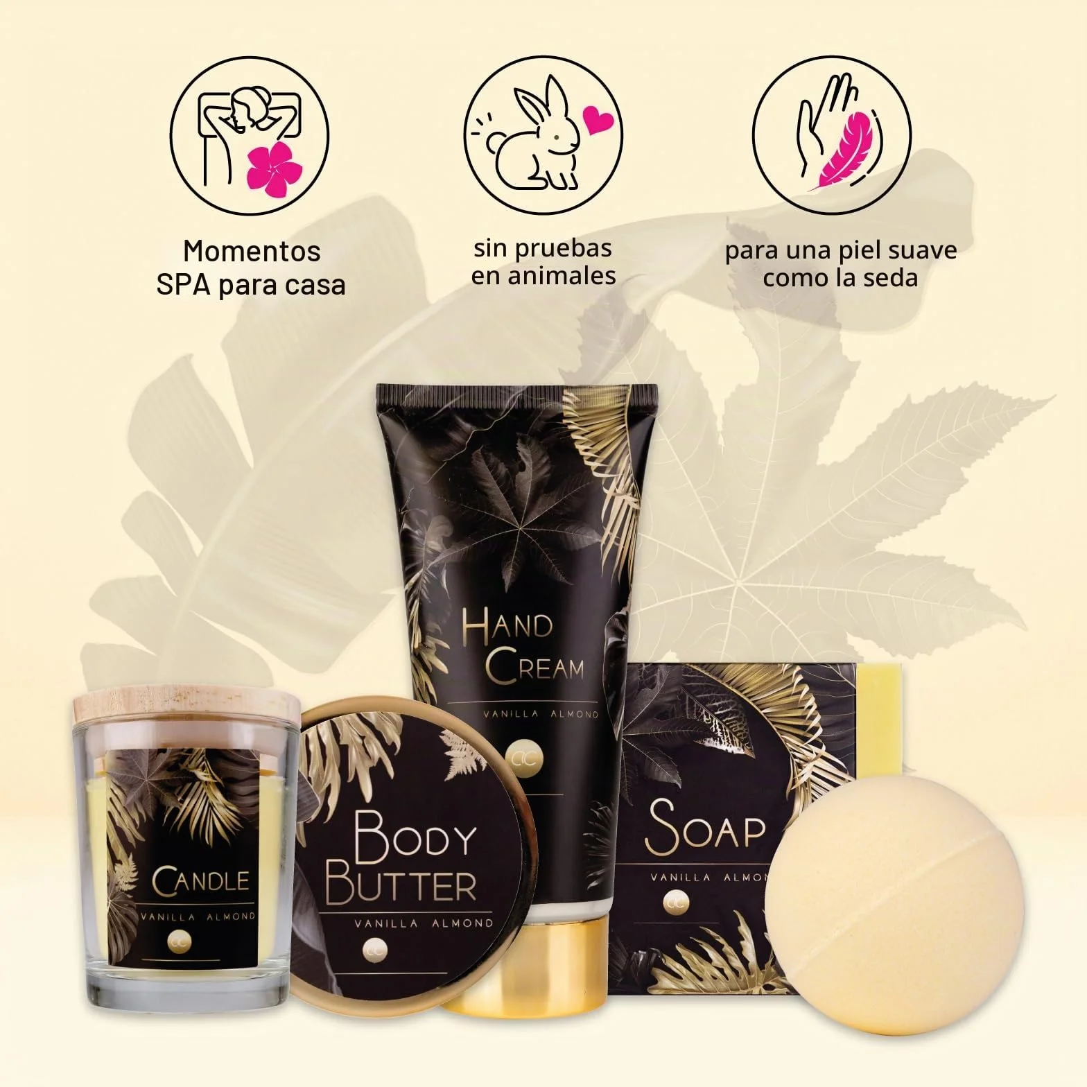 Accentra Set de regalo para mujer de lujo 5 piezas baño con vela perfumada jabón crema de manos mantequilla corporal bomba de baño