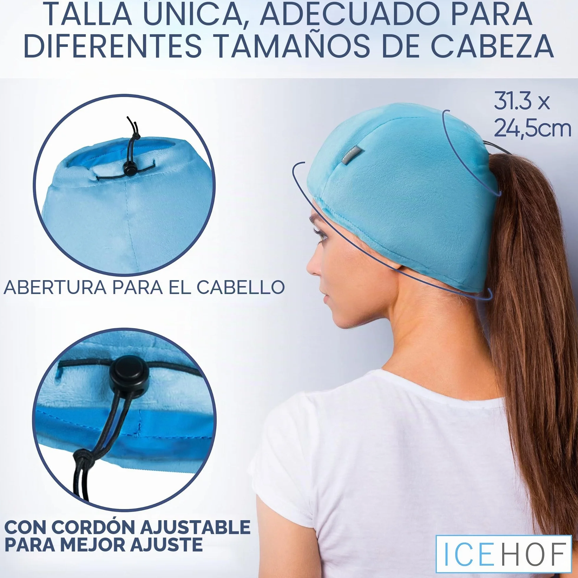 ICEHOF Gorro de refrigeración con almohadillas extraíbles y máscara 3D para quimioterapia y migrañas