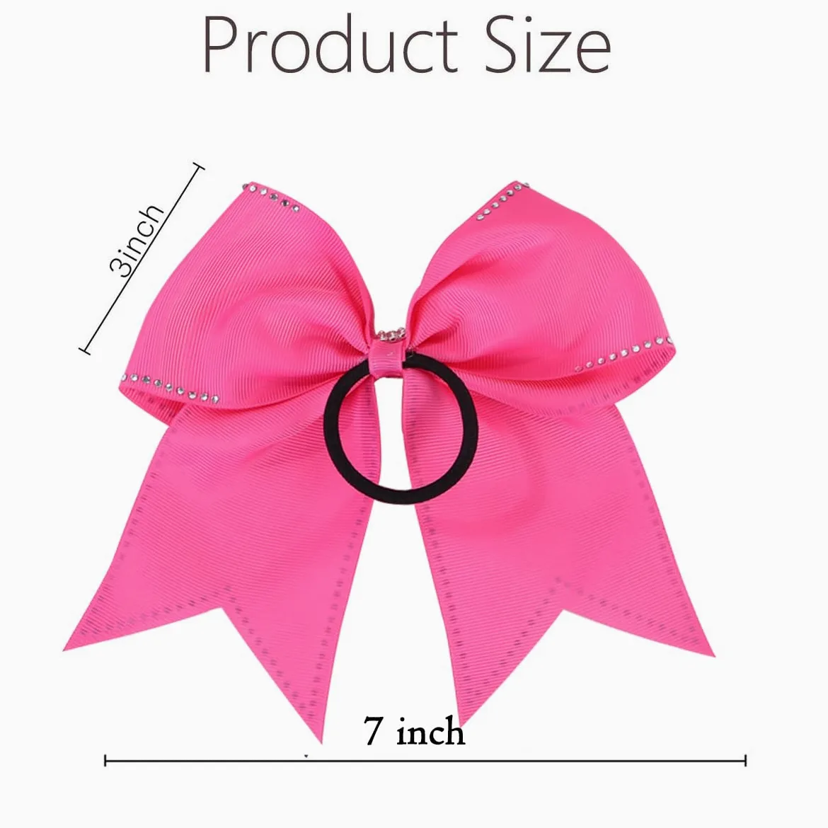 Lazos grandes con diamantes de imitación para el pelo, 12 lazos de animación con purpurina de 17,78 cm, soporte para cola de caballo para niñas, moños para animadoras, competiciones