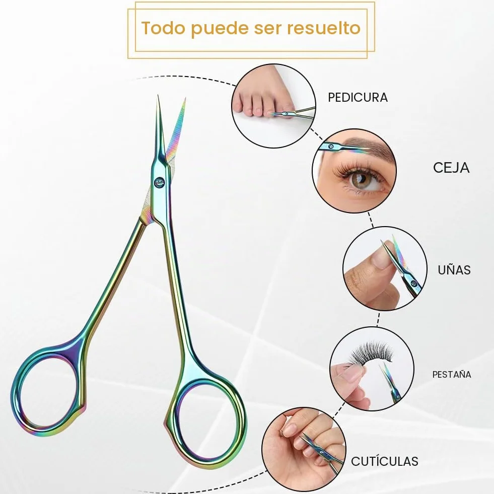 Beugo Tijeras Profesionales para Uñas, Inoxidable Curvas para Cutículas, B-Color Titanio