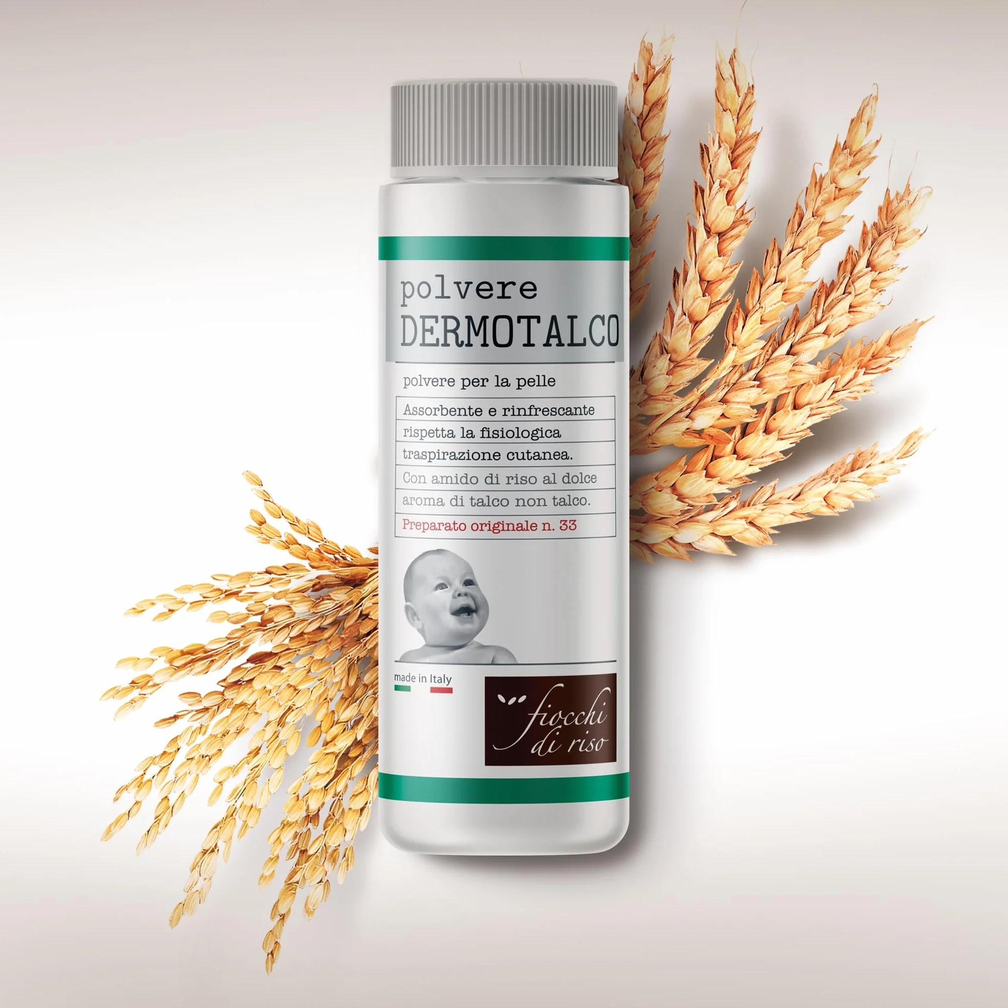 Polvo dermotalco Fiocchi di Riso 75 g Absorbente refrescante