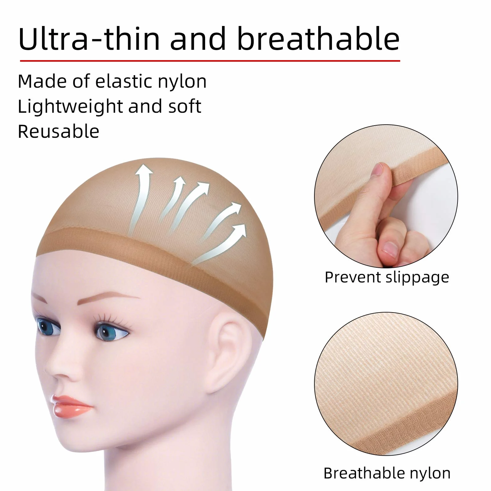 Redecilla Pelo 4pcs Gorro de Pelucas Nylon Elástico Transpirable Unisex Mujer