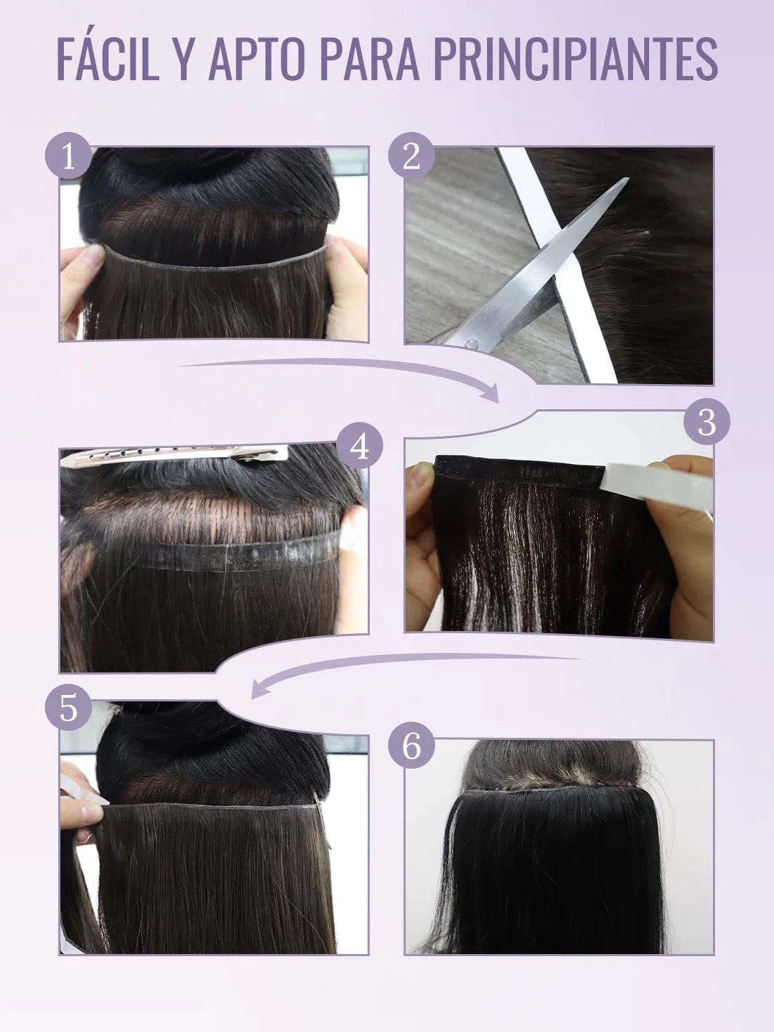 Extensiones De Pelo Humano Adhesivas Tape-In Marrón Oscuro 22 Pulgadas 50 G