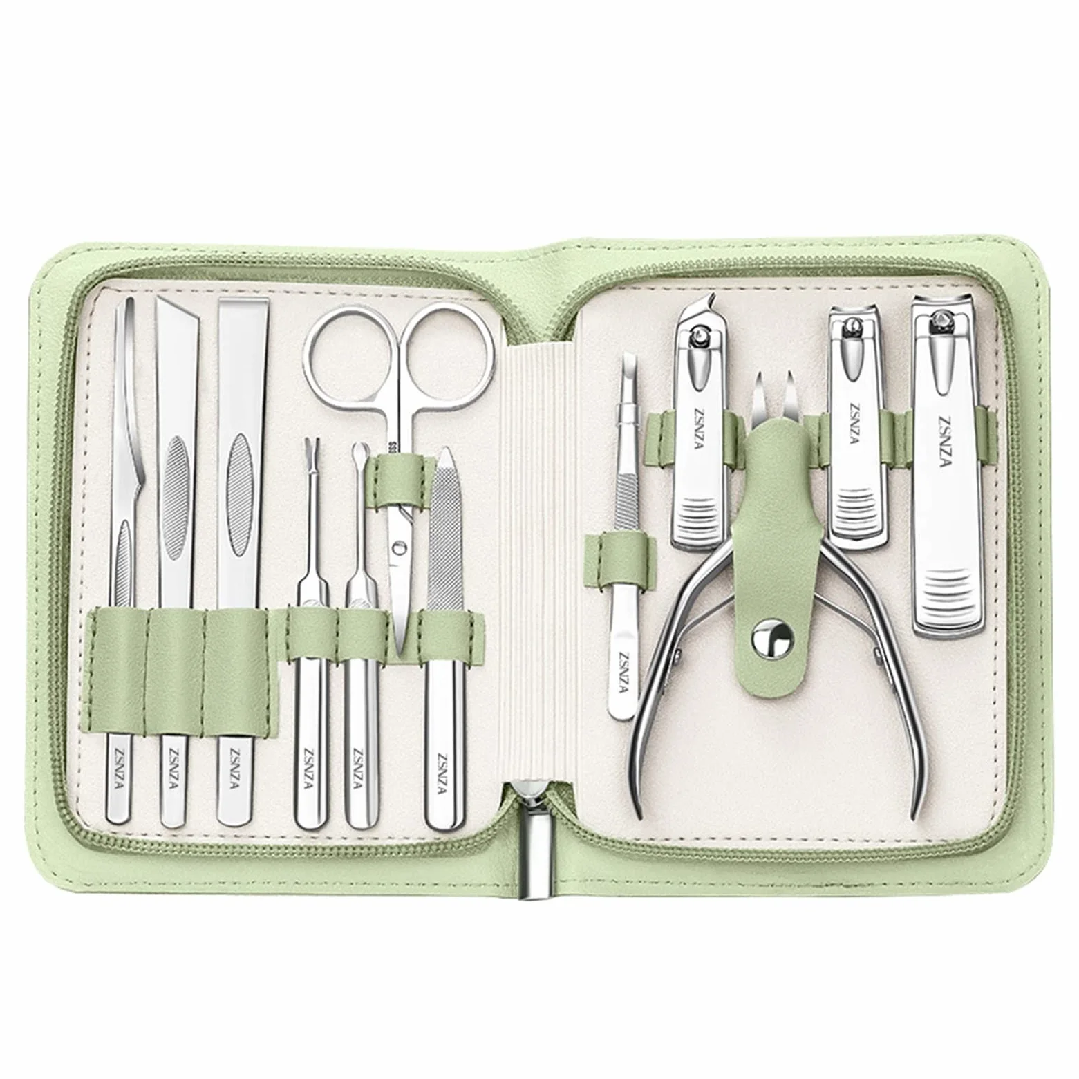 Conjunto de manicura Acero Inoxidable Clippers de uñas Kit de Viaje Pedicura Alicates Ped Personal Nail Trimmer Ingrown Nail Pickers Care Herramienta de Cuidado (Color : Green)