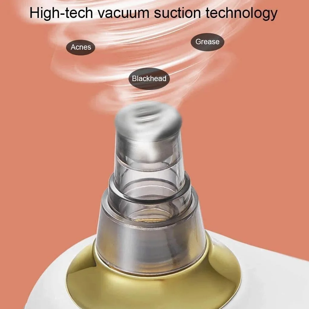 Removedor de cabezal Blackhead Poro Vacuum - Herramienta de succión del limpiador de poro facial recargable USB con la pantalla de succión LED 5 sondas de succión reemplazables para toda la piel