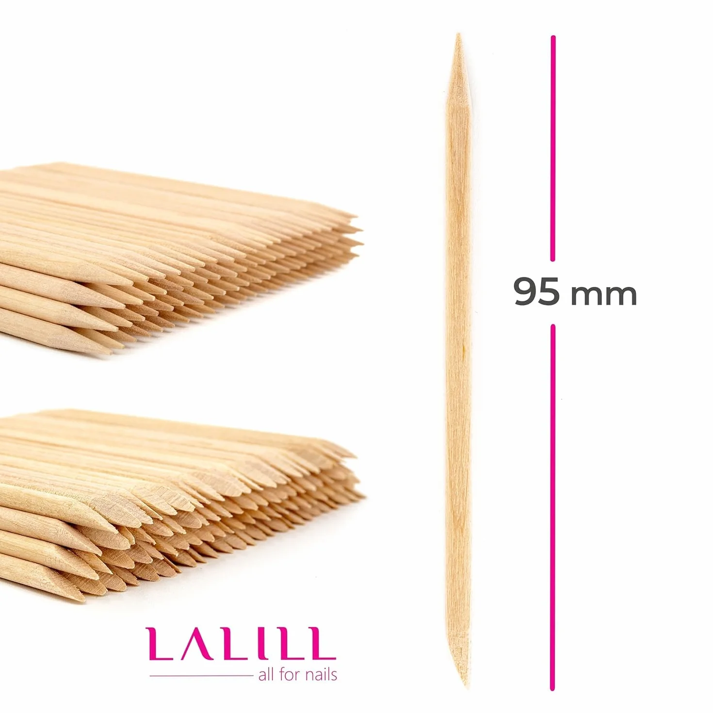 LALILL Palitos de Naranjo 100 Piezas - Palillos de Madera para Cutículas - Manicura, Pedicura, Nail Art, Uñas, Belleza, Pestañas, Tatuajes, DIY