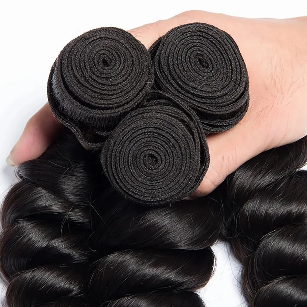 Extensiones de pelo humano sin procesar, extensiones de pelo humano sin procesar, doble trama #1B, color negro natural, 3 paquetes por paquete, 150 g, 16, 18 y 20 pulgadas