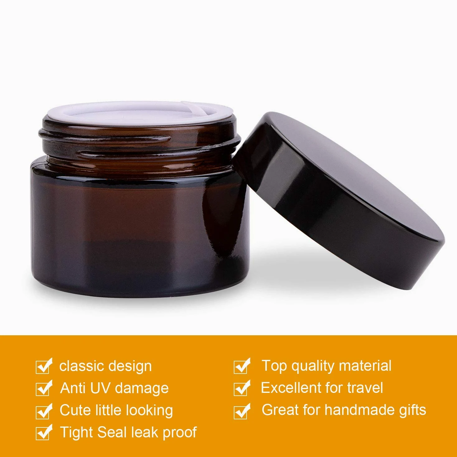 EnchengEncheng Amber-Clear 2 oz y 4 oz tarros cosméticos, 40 Paquete, 60 ml/ámbar/40 unidades, 2.00[set de ]