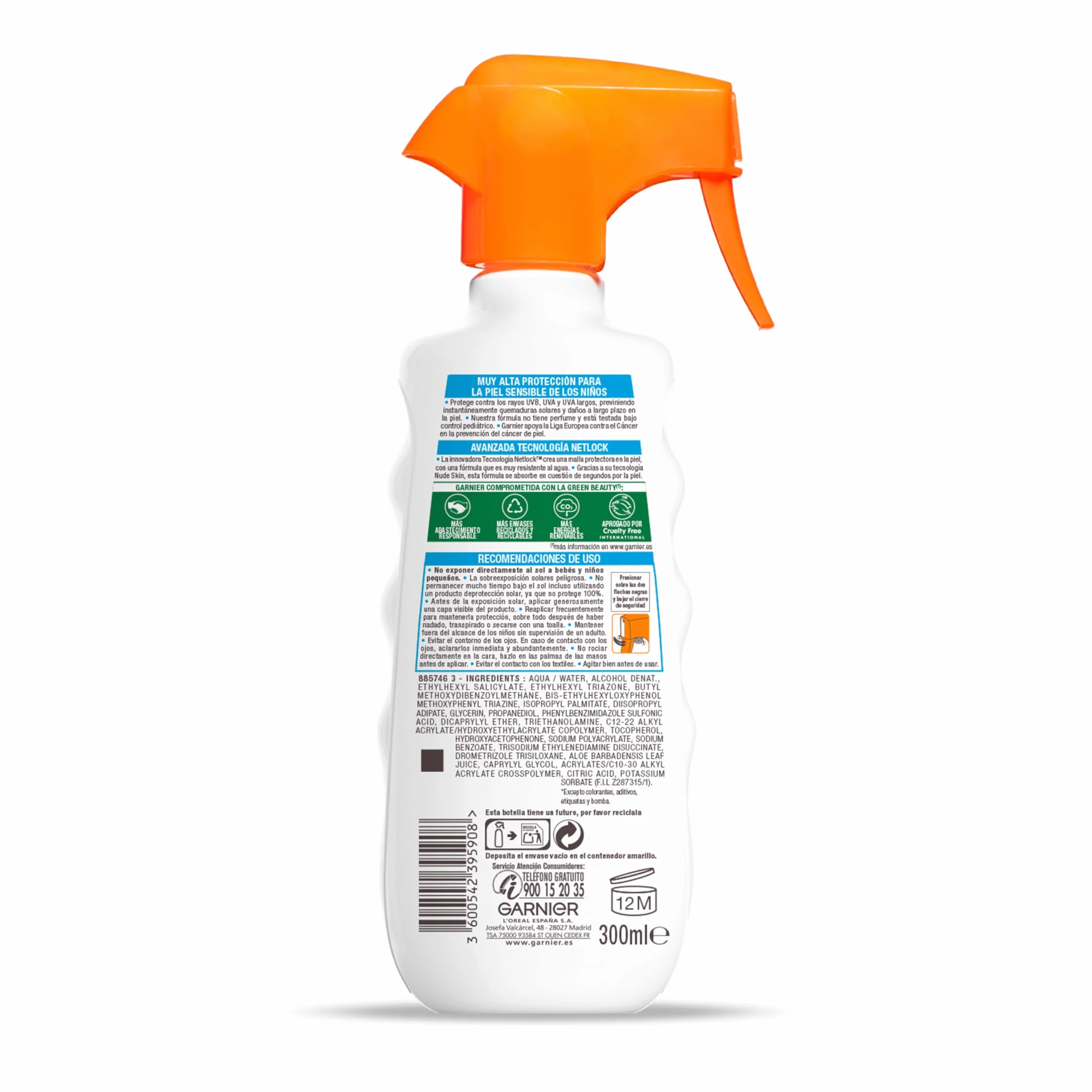 Garnier Delial Sensitive Advanced Kids Spray Protector FPS50+ Resistente al Agua 270ml