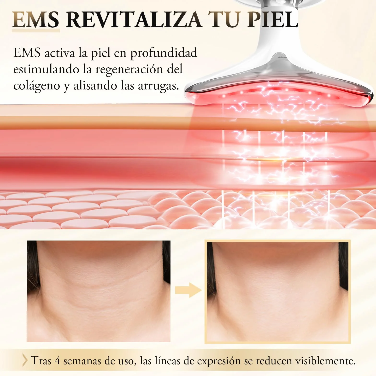 ANLAN Masajeador Facial Antiarrugas con Calor Luz LED EMS Lifting para Cuello (45°C)