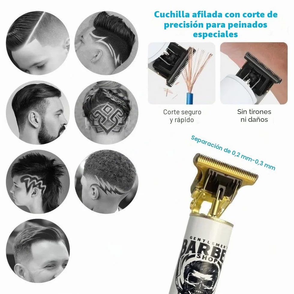 Cortapelos profesionales para hombres con hoja en T, recargable inalámbrico