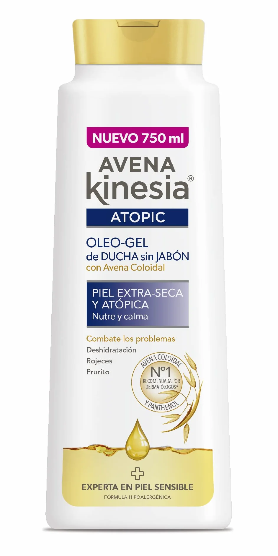 Avena Kinesia Oleo Gel de Ducha Sin Jabón 750 ml para Piel Extra Seca y Atópica
