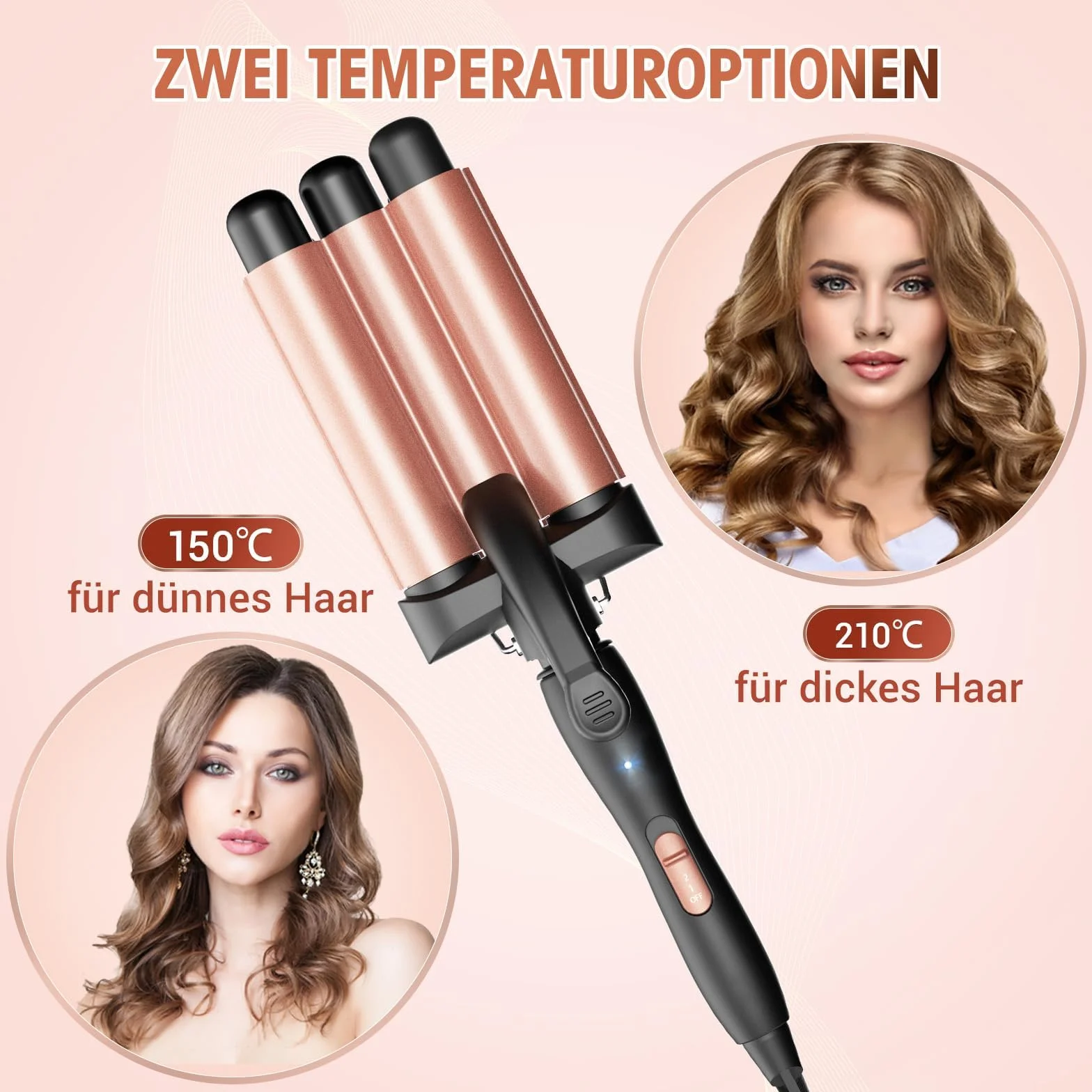 BESTOPE PRO Rizador Pelo Ondas 22mm Calentamiento Rápido Temperatura Ajustable