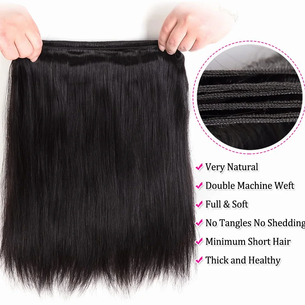 Extensiones de cabello humano brasileño virgen Subella 1 paquete 7A sin procesar trama de cabello humano 8 – 26 pulgadas