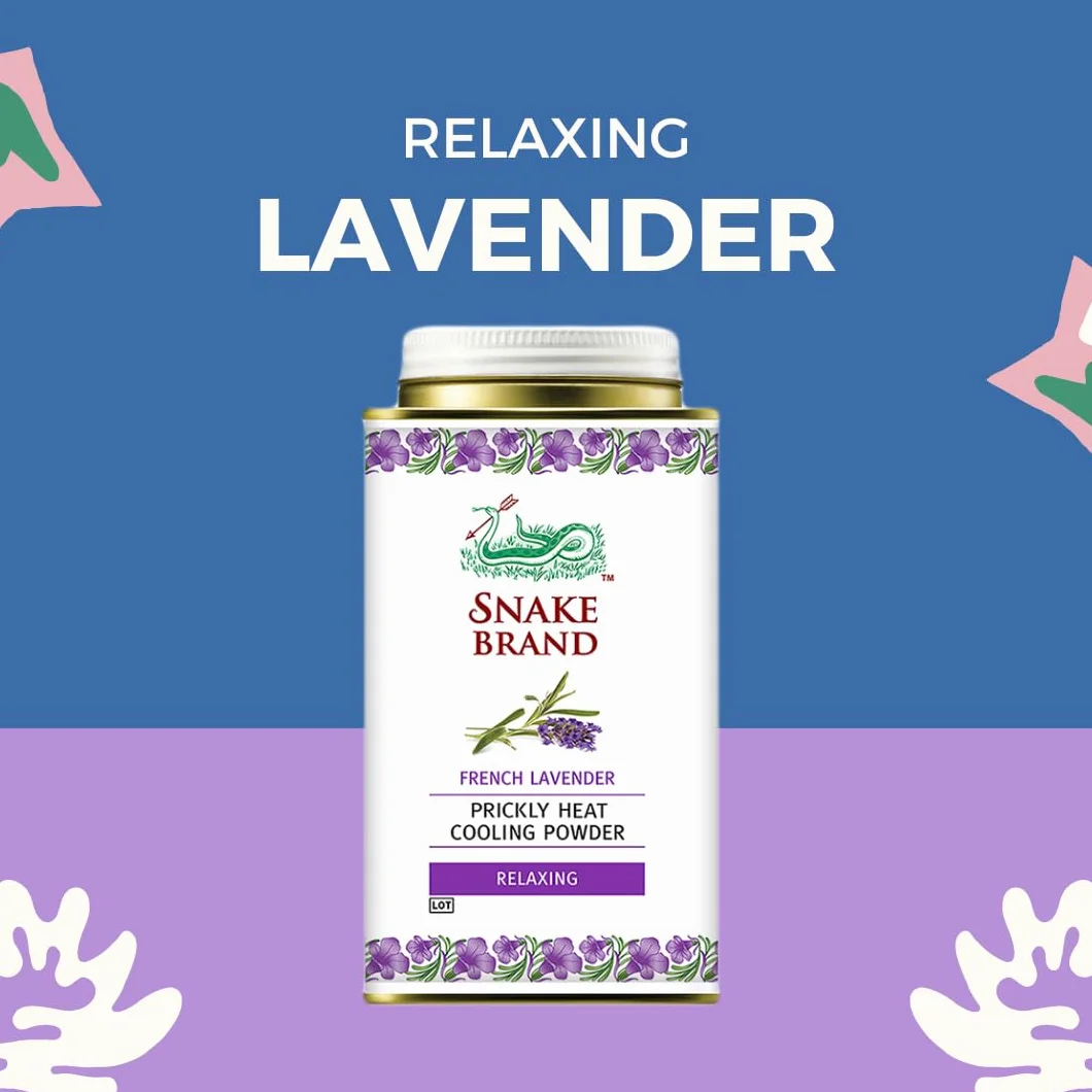 Polvo corporal de enfriamiento con calor espinoso SNAKE BRAND 140 g lavanda relajante paquete de 2