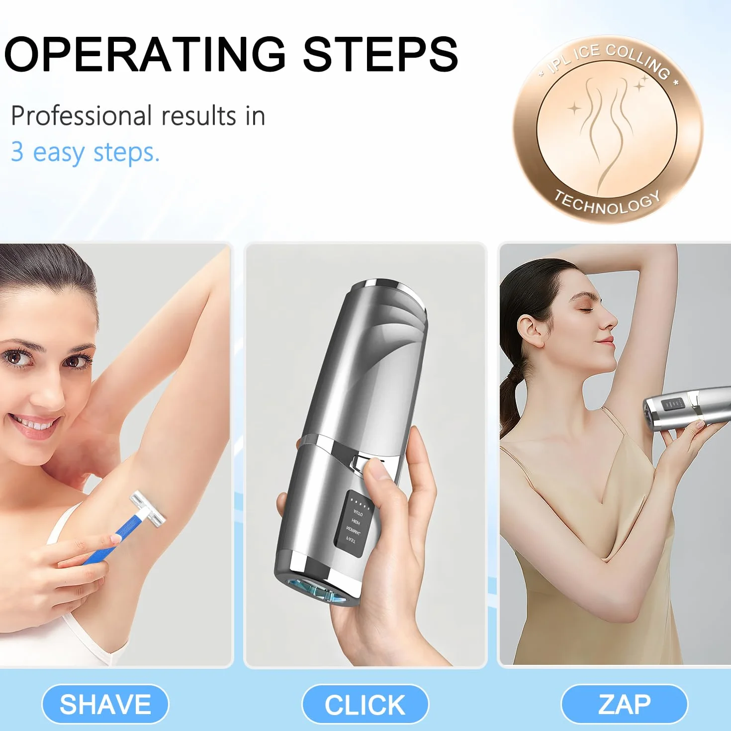 Depiladora Laser IPL Luz Pulsada con Refrigeración 999,900 Flashes 3 Niveles de Energía