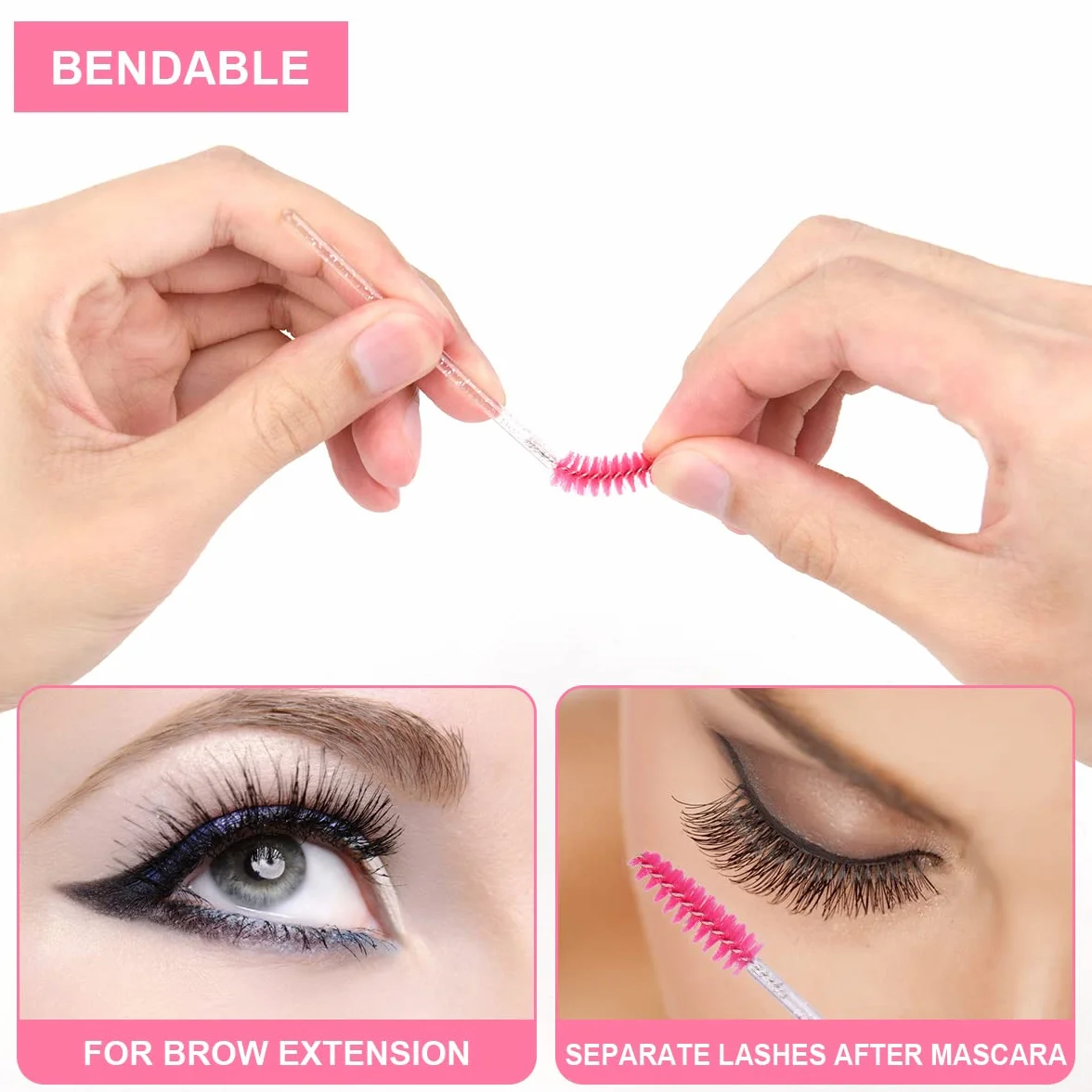 Parches Pestañas Eye Gel Pads, 50 Pares + 10pcs Cepillo, Almohadillas Gel Debajo Ojos para Extensiones de Pestañas