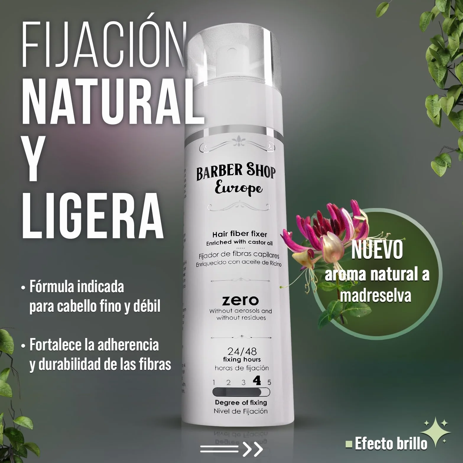 Spray Fijador Fibras Capilares 200 ml - Laca Sin Gas Ecologica con Aceite de Ricino