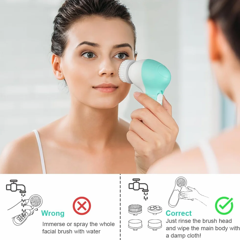 LOPHE Cepillo de Limpieza Facial 7 en 1 Eléctrico Limpieza Profunda Masaje Eliminación Puntos Negros Verde
