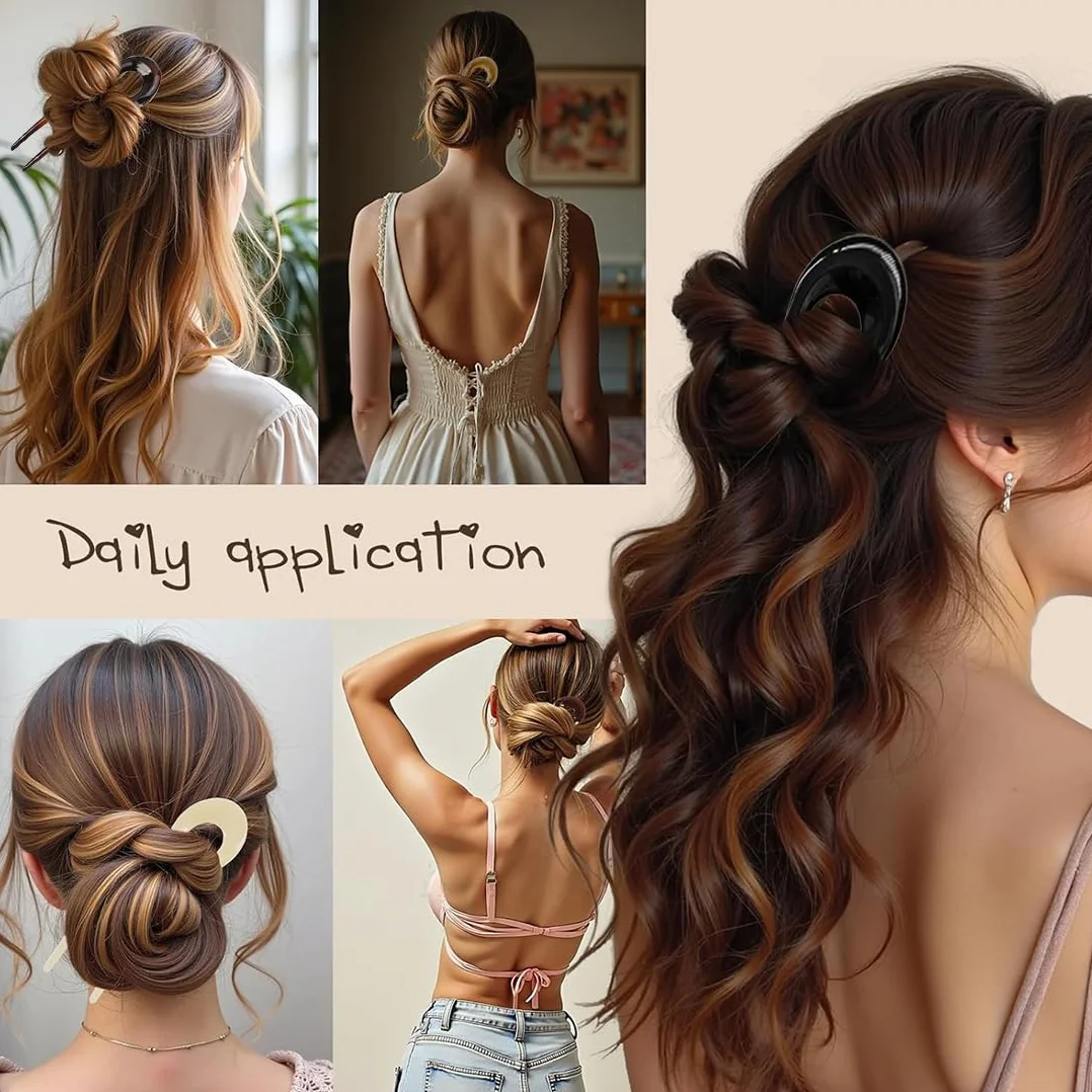 Pinza para el Cabello en Forma de U, 4 Piezas, Giro Francés Grande, Accesorios de Estilo para Mujer