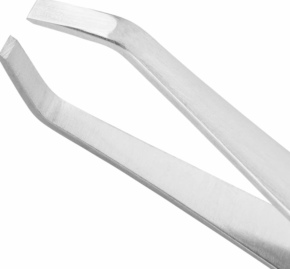 ZWILLING Pinzas anguladas depilación cejas puntas rugosas hipoalergénicas pulidas plata 90 mm