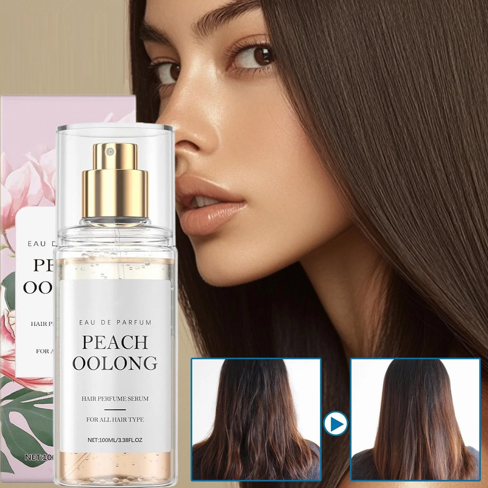 Perfume del cabello fragancia de nueces niebla portátil 13/4/4 cm para mujeres