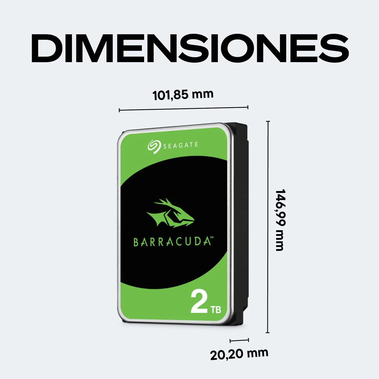 Seagate BarraCuda 2TB Disco Duro Interno HDD 3.5 Pulgadas SATA 6 Gb/s 7200 RPM 256 MB Cache