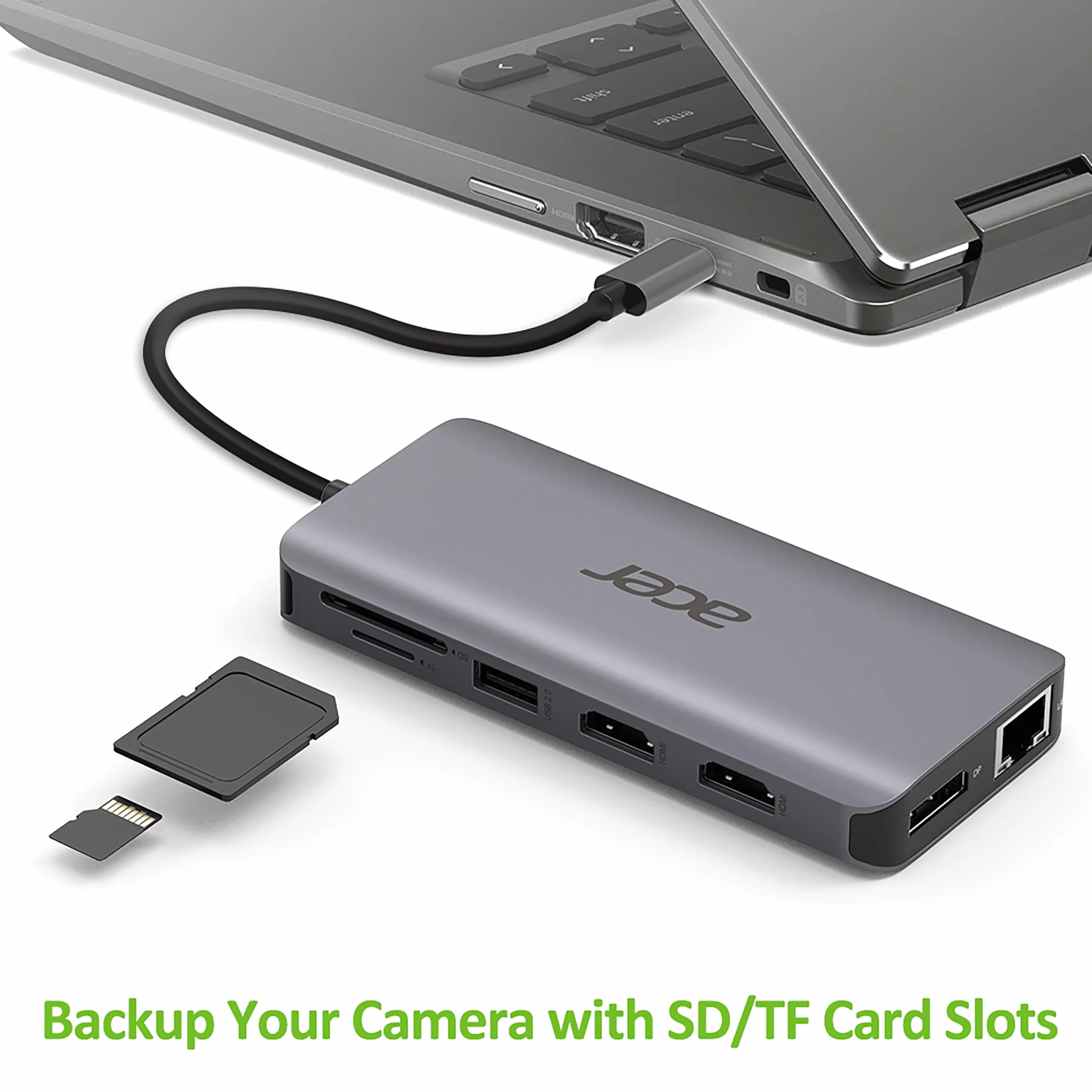 Acer Docking Station 12 w 1 USB-C USB HDMI DP RJ45 Srebrny
