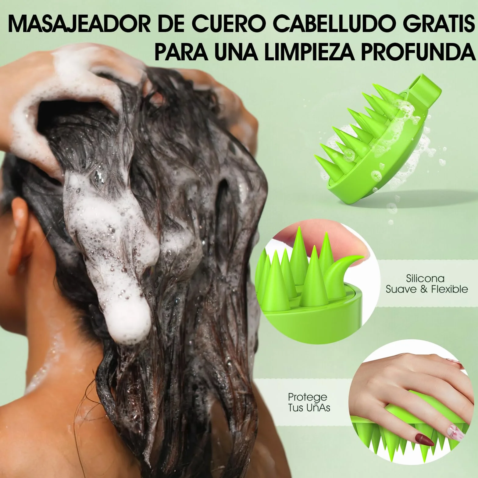 Exfoliante para cuero cabelludo 2 en 1 con aceite de menta, masajeador de silicona, 10,6 oz/300 g
