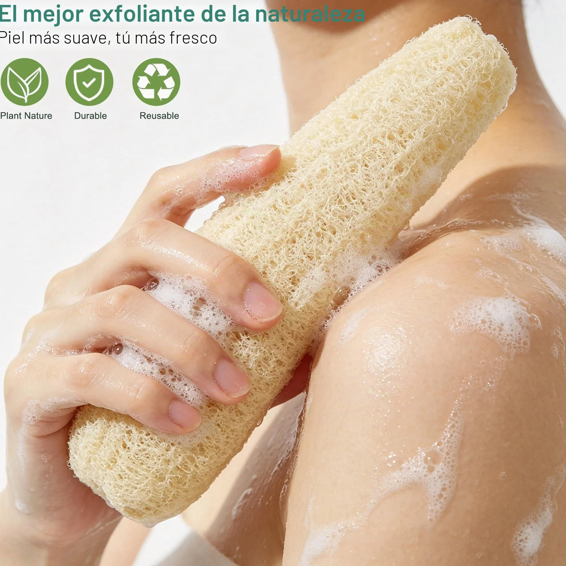 Esponjas de lufa orgánicas naturales grandes exfoliantes para ducha, baño, paquete de 4