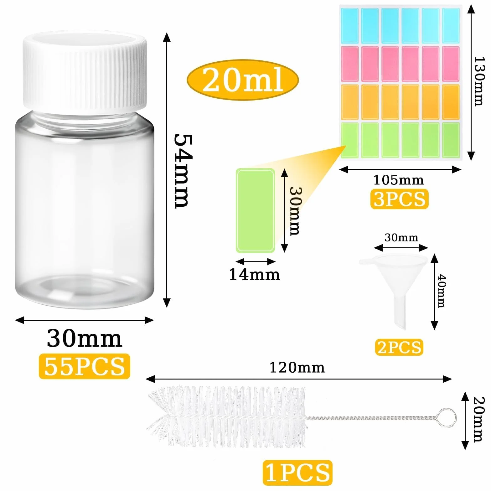 Botellas Pequeñas de Plástico 20 ml con Tapón de Rosca Reutilizables para Viajes Camping