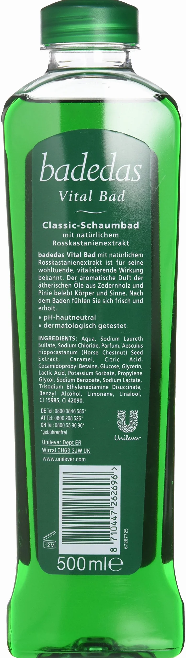 Badedas Vital Classic baño de espuma 500 ml - Woody, Pine - Bubble Bath - Vigorizante, Alivio del estrés - Extracto de Ross castaña natural - 500 ml