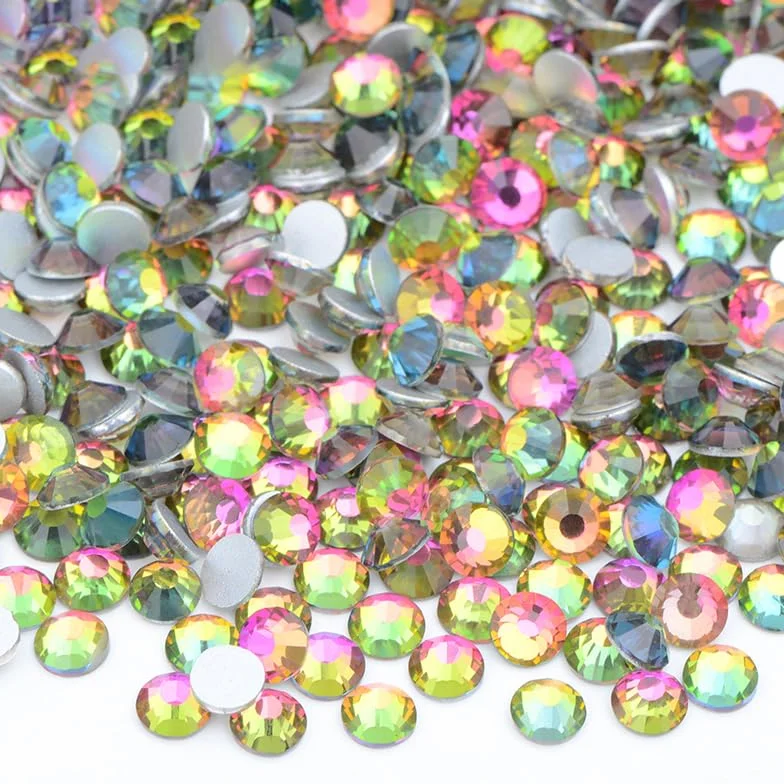 Wholesale 100 Bruto SS6 8 10 12 16 20 30 Cristal Rosa Violeta Parte trasera plana Cristal Rhinestone Bulk Pegamento en la decoración de uñas Piedra-02 Crystal AB, ss6 100gr 14400pcs 01 transparente