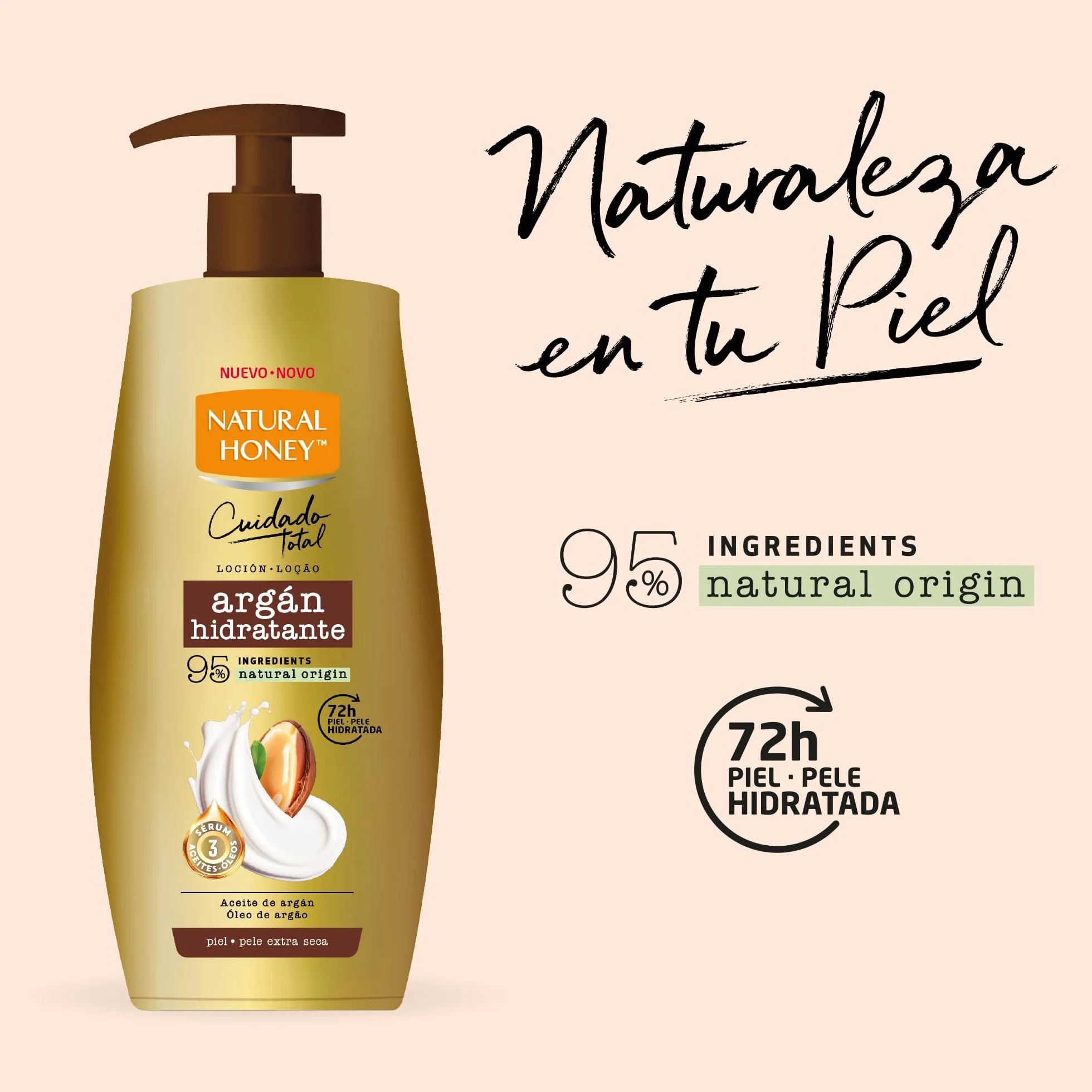 Natural Honey Loción Corporal Argán Hidratante 72H 600 ml