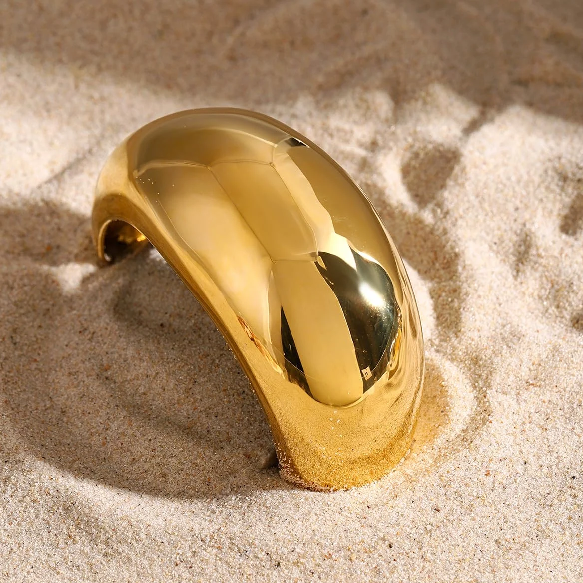 Lazos para el pelo de acero inoxidable, oro de 18 quilates, gruesos, coletas para mujer, brillantes soportes elásticos para coleta, accesorios geométricos dorados y plateados (tamaño grande dorado)