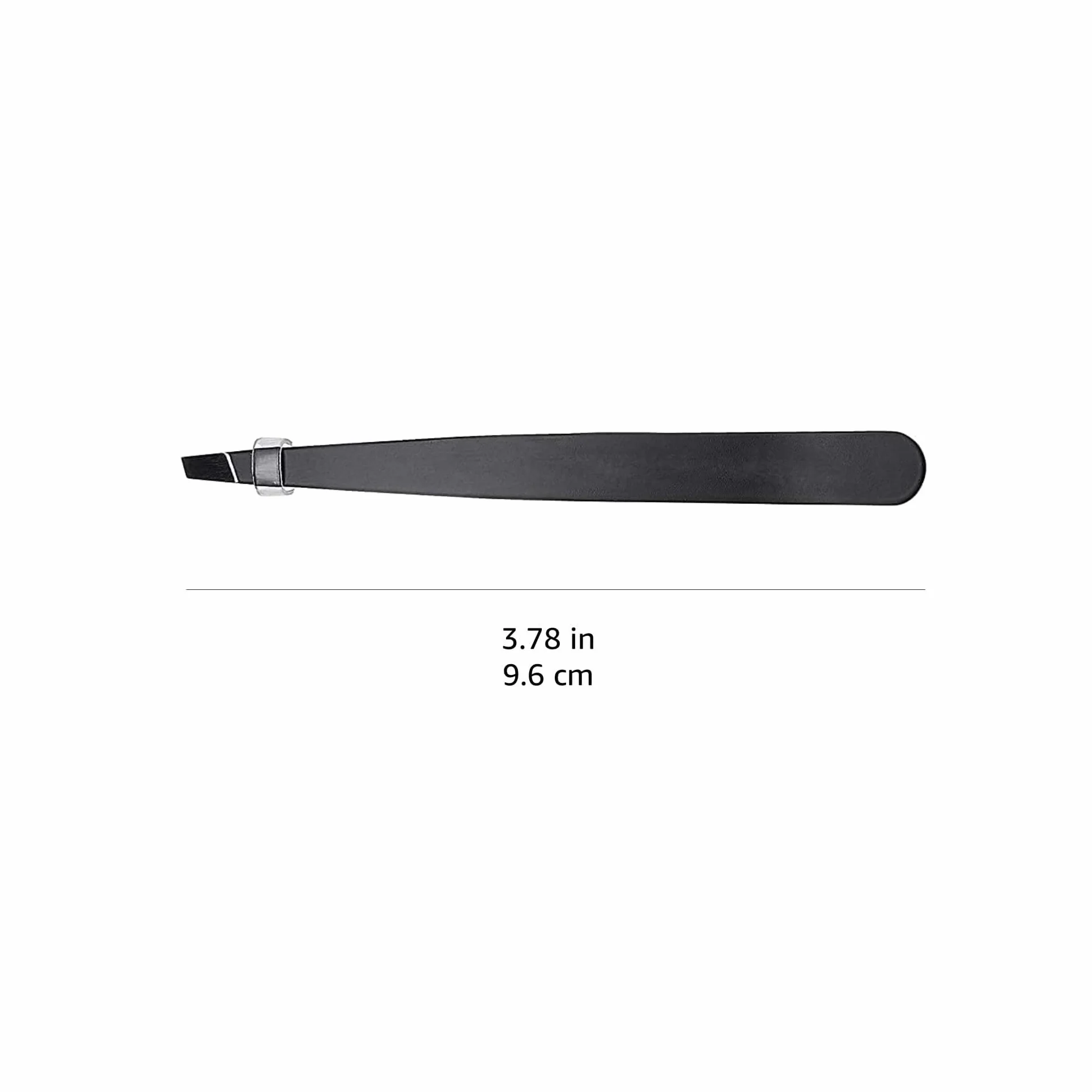 Amazon Basics Pinzas de punta oblicua de acero inoxidable, profesionales, para eliminar pelo, con funda de viaje, negro, 1 paquete