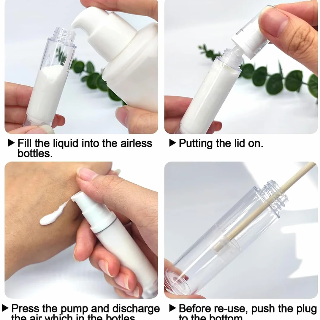 6 Piezas 50 ml Bote Airless Dispensador de Bomba, Travel Bottles, Botella de Bomba de Presión Cosmética, Botella de Vacío, Botellas Dispensadoras de Gel, para Loción Crema Base Loción Esencia
