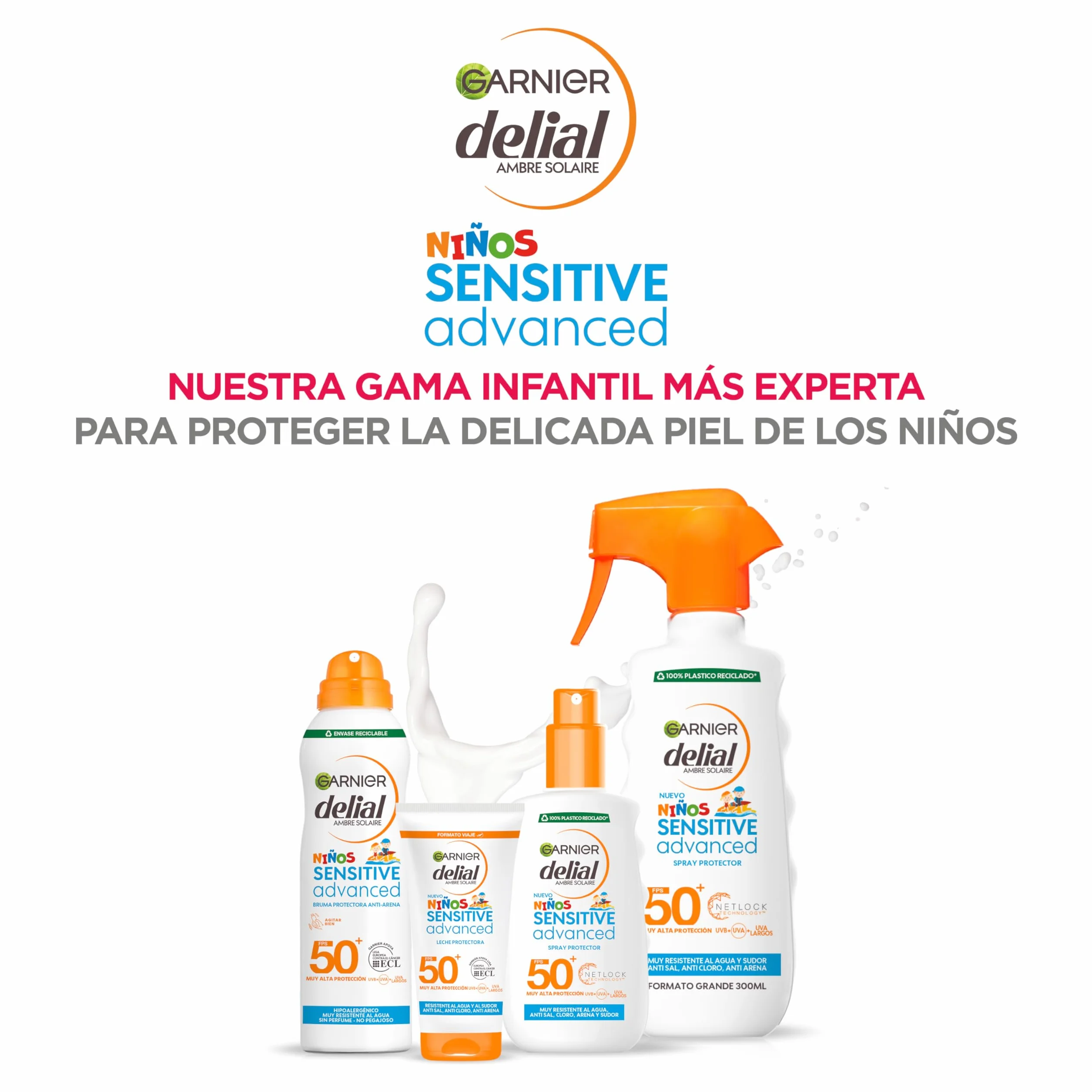 Garnier Delial Sensitive Advanced Kids Spray Protector FPS50+ Resistente al Agua 270ml