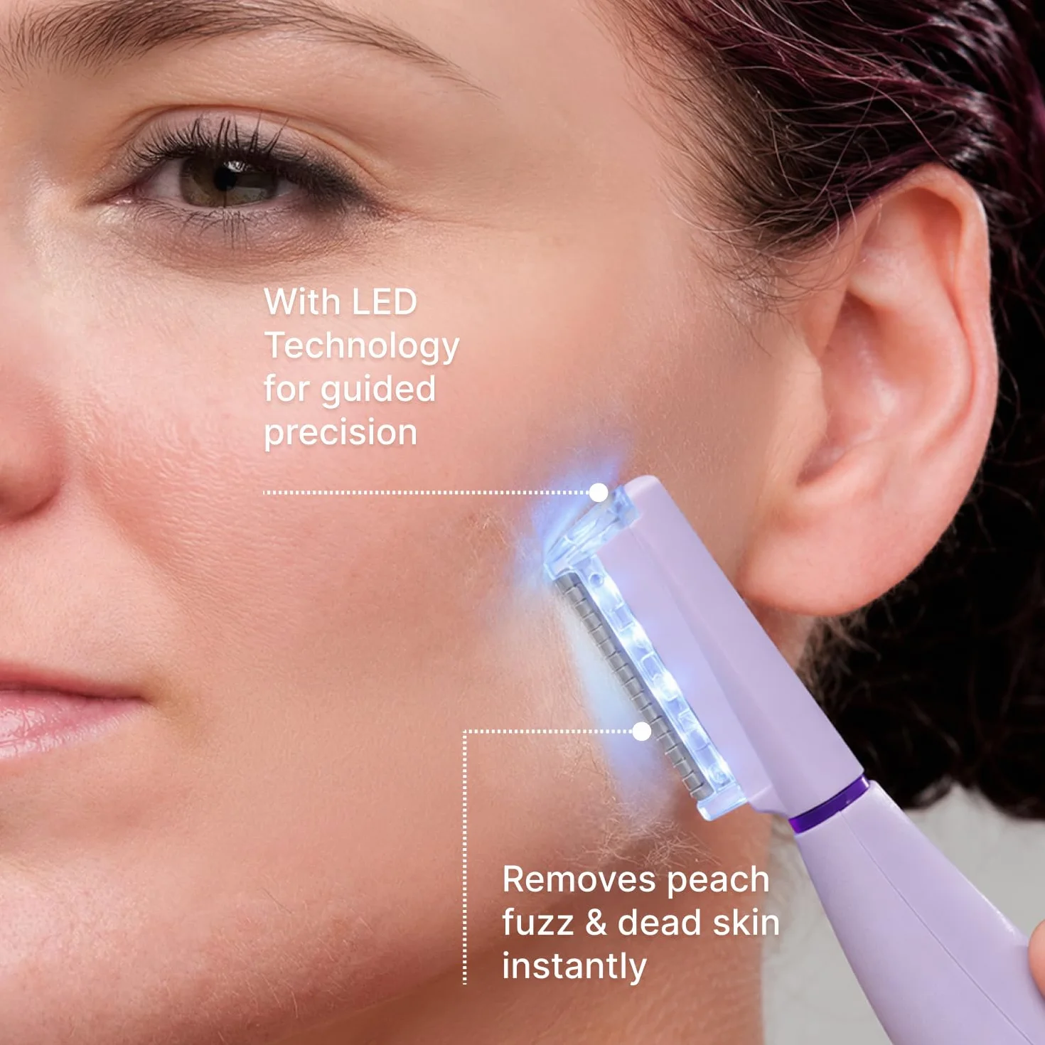 Michael Todd Beauty Sonicsmooth Pro+ Dermaplane - Maquinilla de afeitar para mujer con sistema de dermaplaning de corte de cejas y cara con luz LED, removedor de pelusas de melocotón, 16 cuchillas de